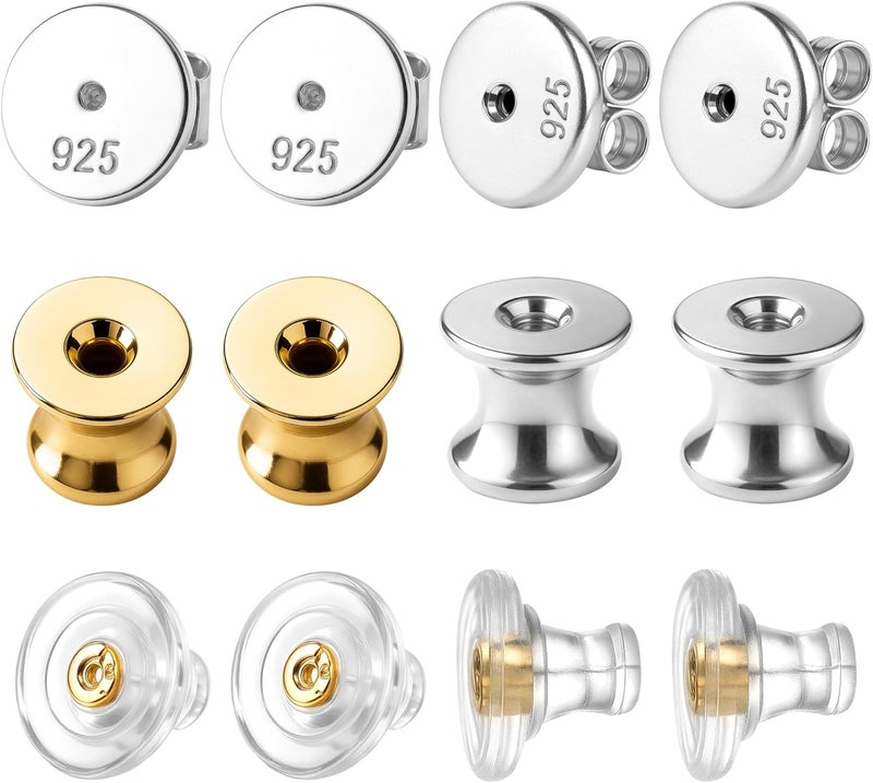 Goffing Earring Backs for Droopy Ears Heavy Earrings - Replacements Locking Ear Supports | 6 Pairs Secure Stud Clutches for Sensitive Skin(Studs 5) - Image 1